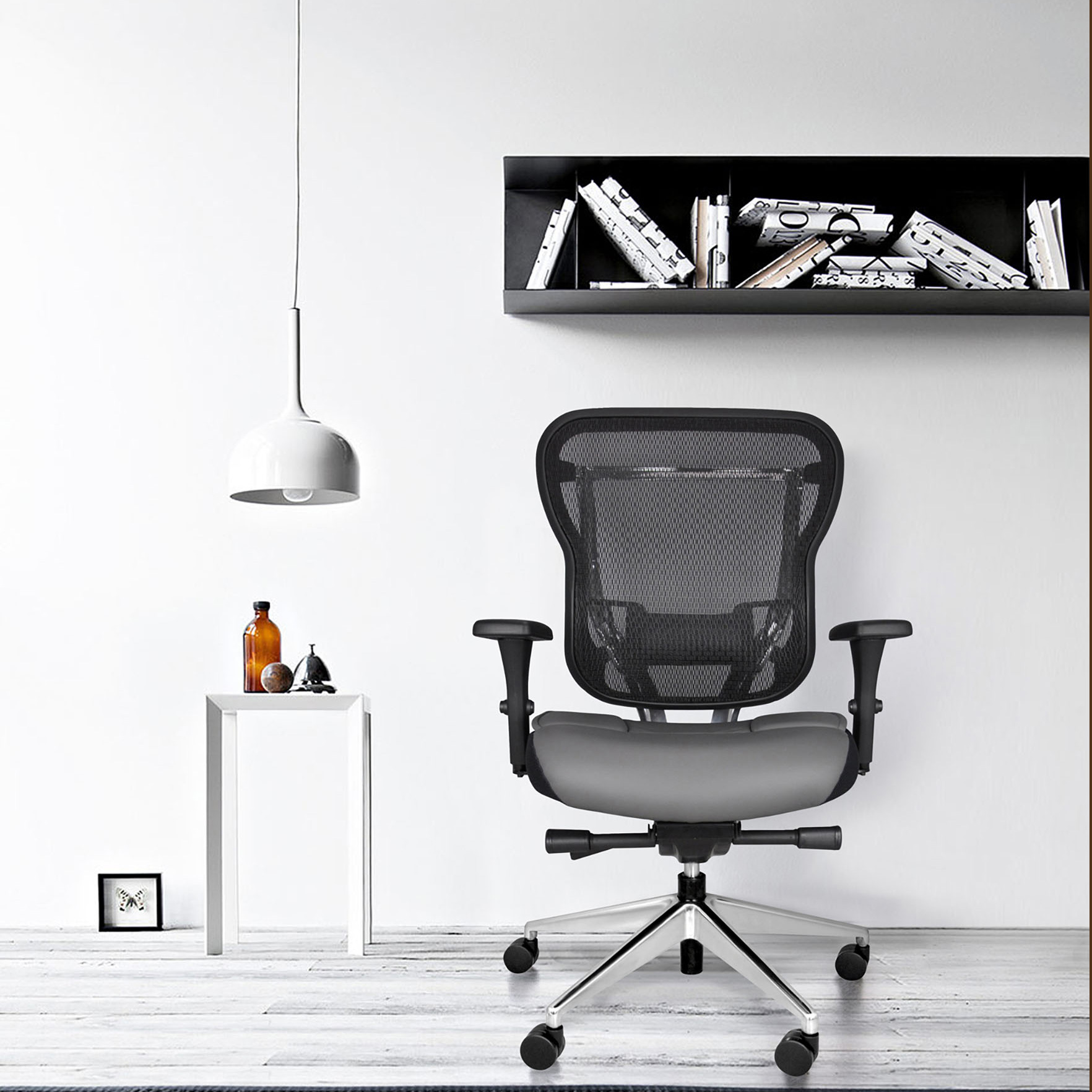 Rika Home Office Chair With Gray Leather Seat