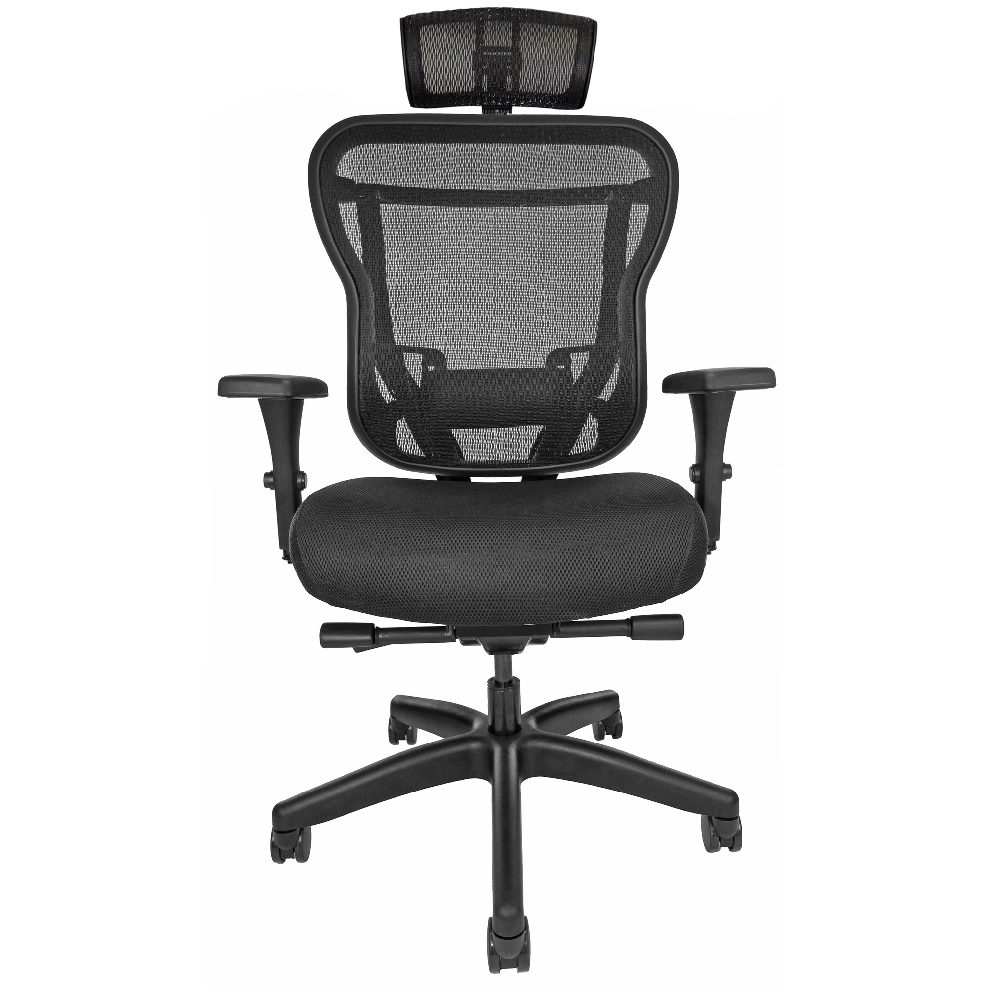 Mesh-back office chair with headrest