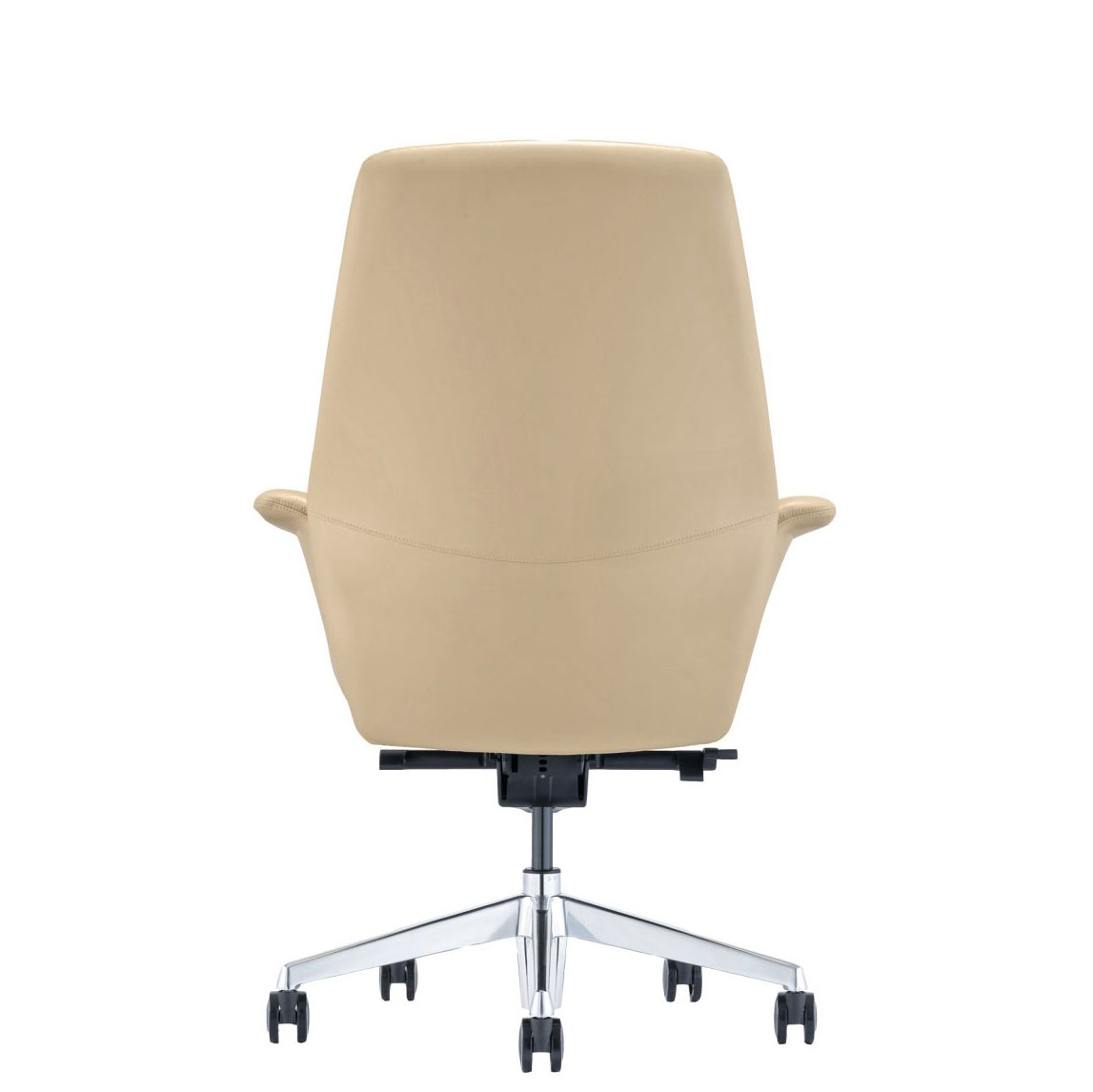 LOD85 Almond Leather Chair with Arms and Wheels
