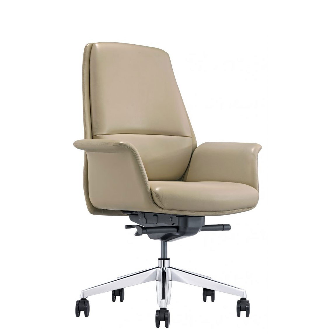 LOD85 Almond Leather Mid-Back Home Office Chair