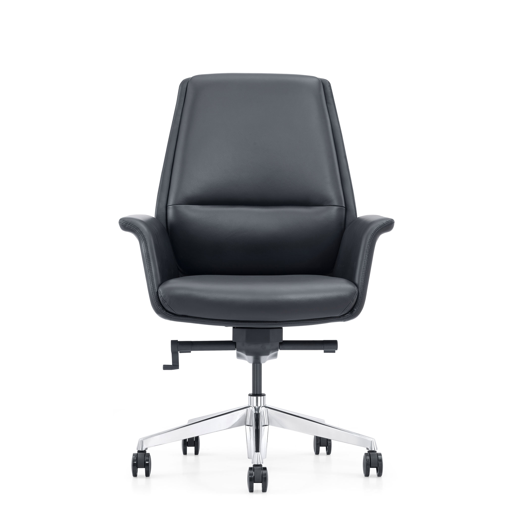 LOD85 Black Leather Home Office Chair With Arms And Wheels