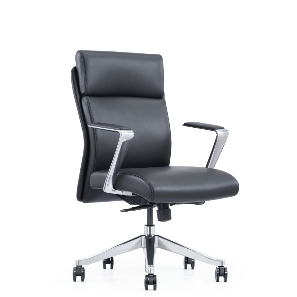 Black Leather Mid-Back Manager Chair