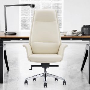 Off White Leather Executive Chair