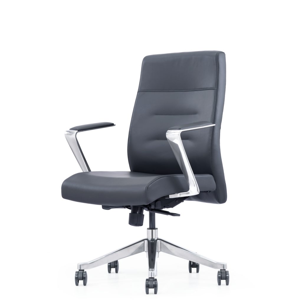 Gray Leather Home Office Chair
