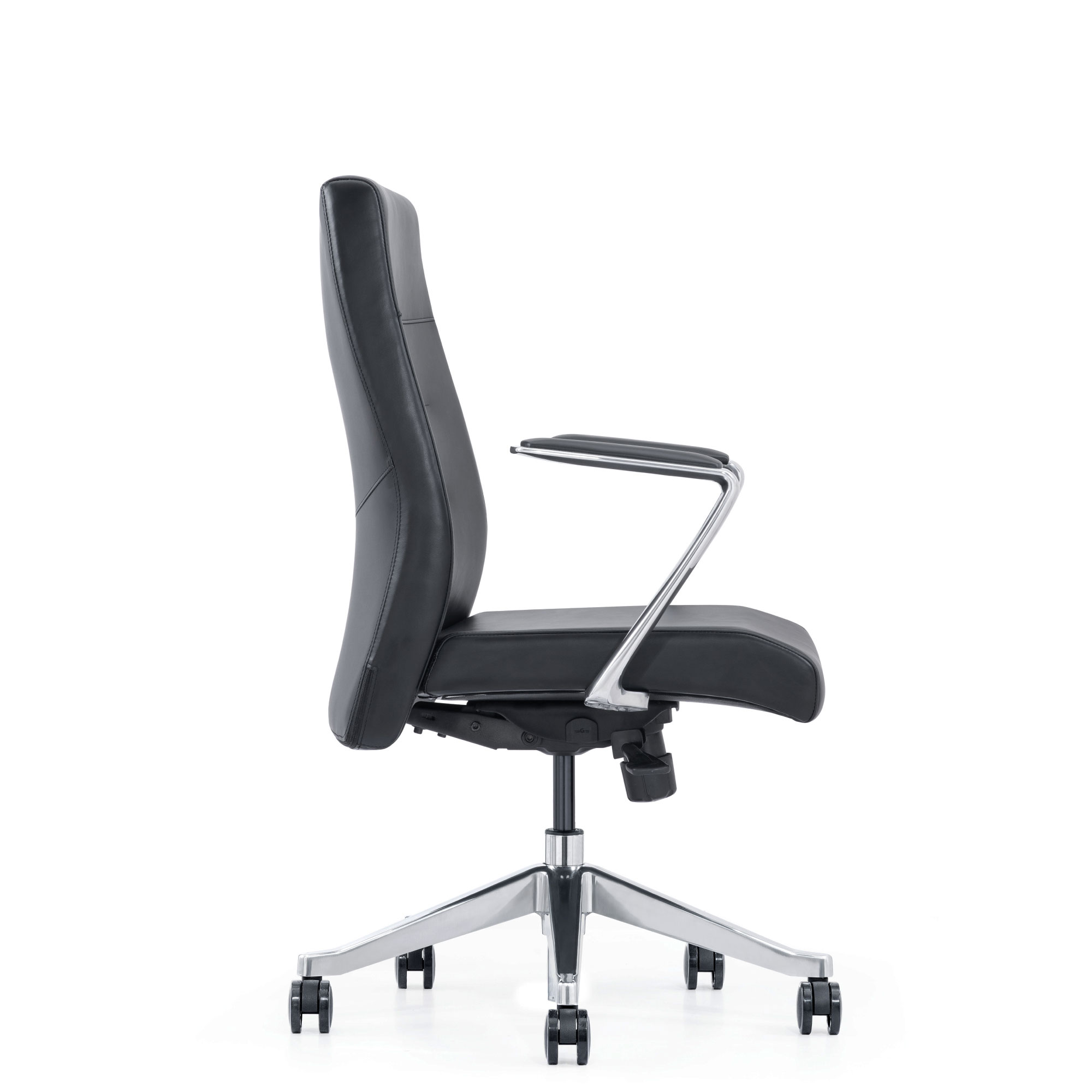 Black leather home office chair, side view