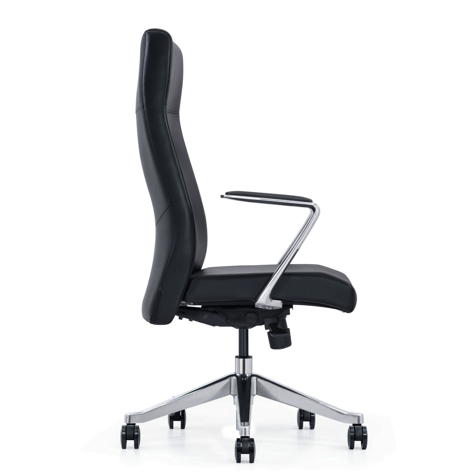 Black Leather Home Office Chair With Wheels